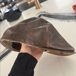 Goorin Bros Brown Leather Hat driving cap/newsboy cap